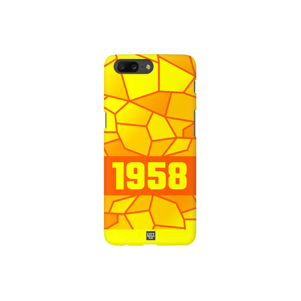 1958 Year Apple iPhone 14 Pro Max Glass Mobile Cover Cases (Orange)